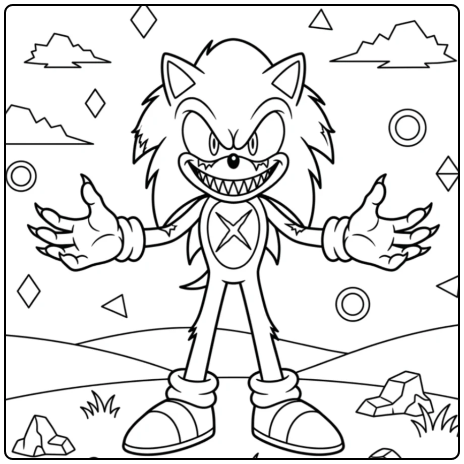 Sonic.EXE Welcoming with Open Arms coloring page