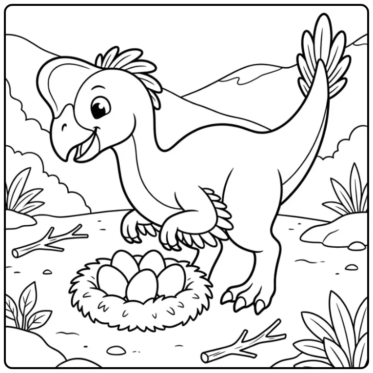 Dinosaur a Protective Oviraptor coloring page