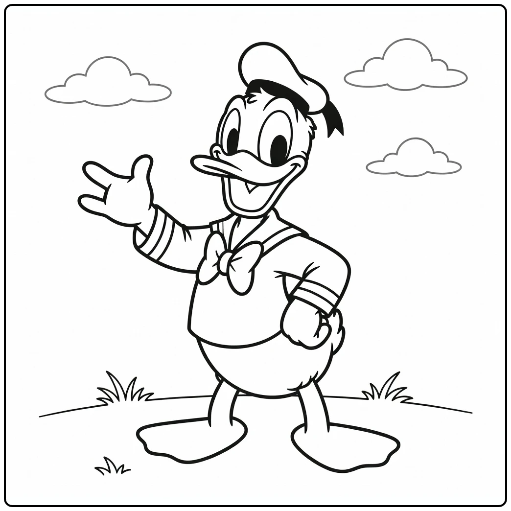 Donald Duck Having Fun in a Sailor Suit coloring page
