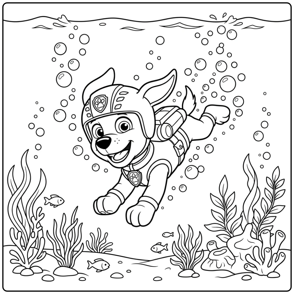Perfect Zuma Paw Patrol Diving Fun coloring page
