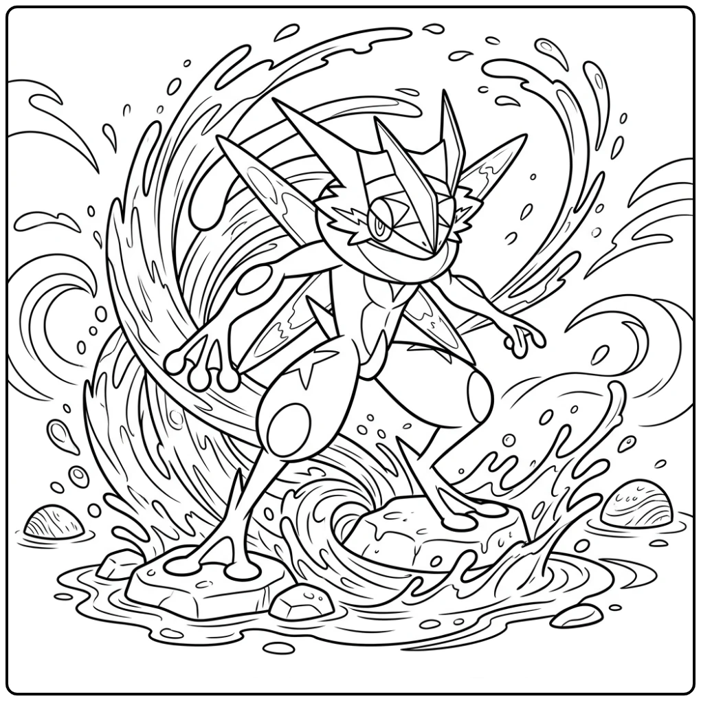 Dynamic Pokemon Mega Greninja the Ninjastrike coloring page