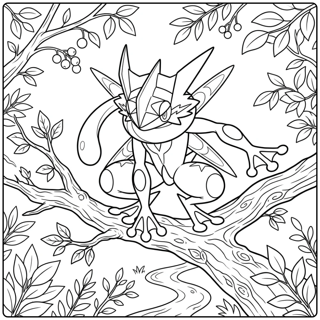 Dynamic Pokemon Mega Greninja Ninja Ambush coloring page