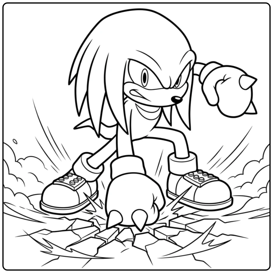 Dynamic Knuckles Powerful Punching Motion coloring page