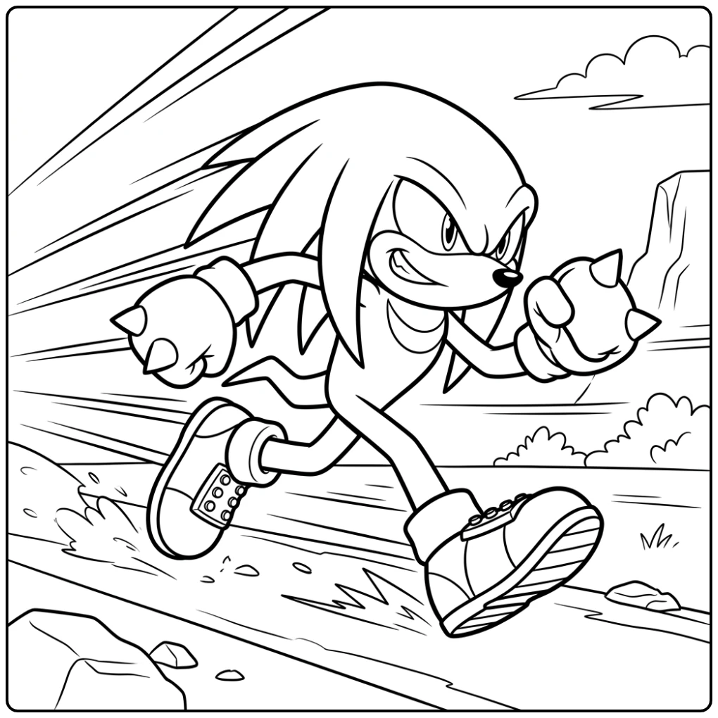Dynamic Knuckles Speed and Action coloring page