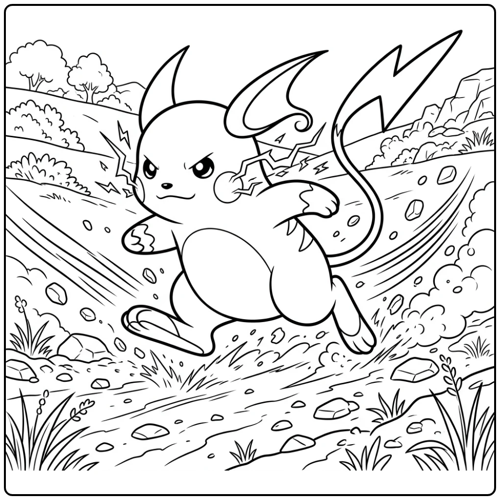 Dynamic Running Raichu coloring page