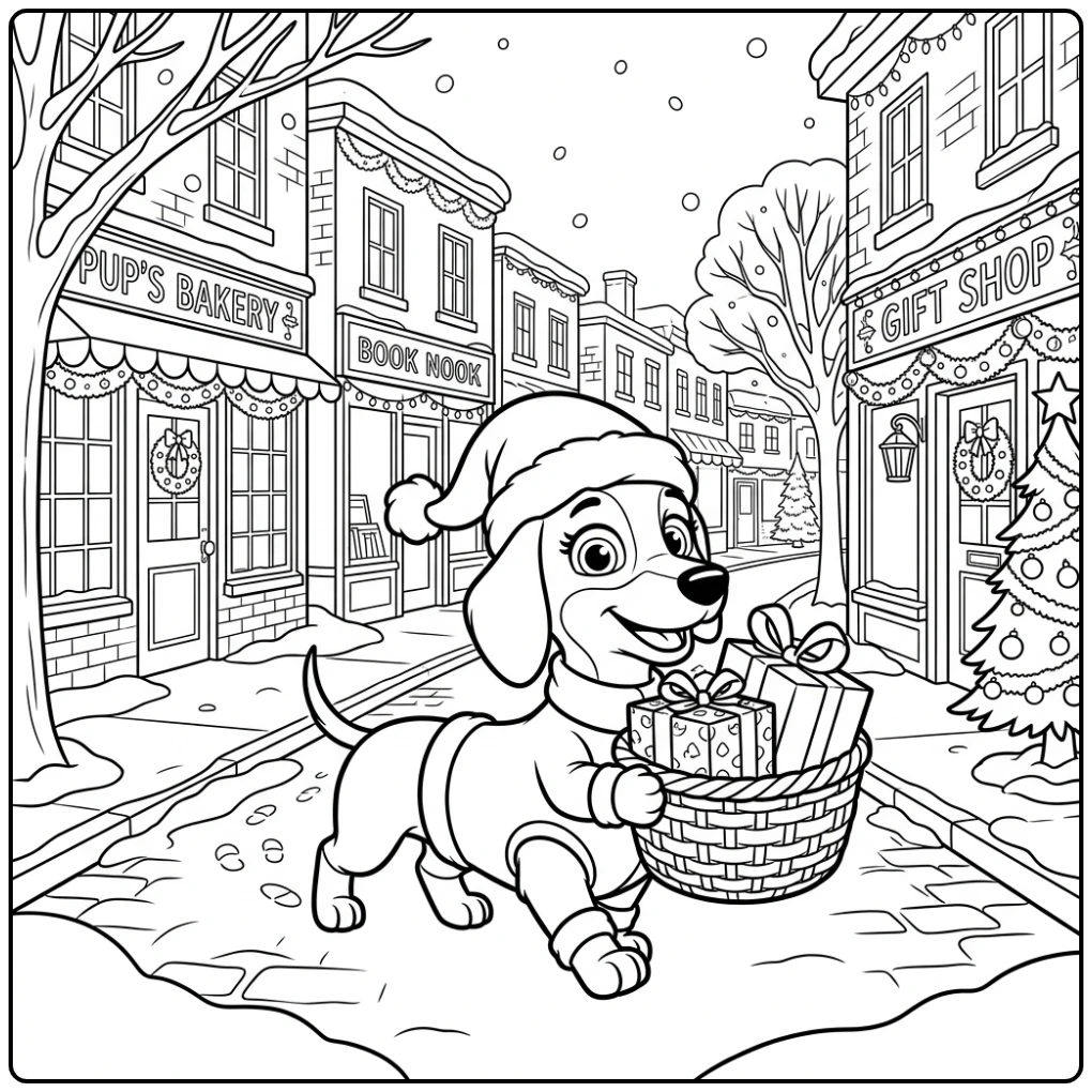 A Cheerful Paw Patrol Christmas Liberty and Gifts coloring page
