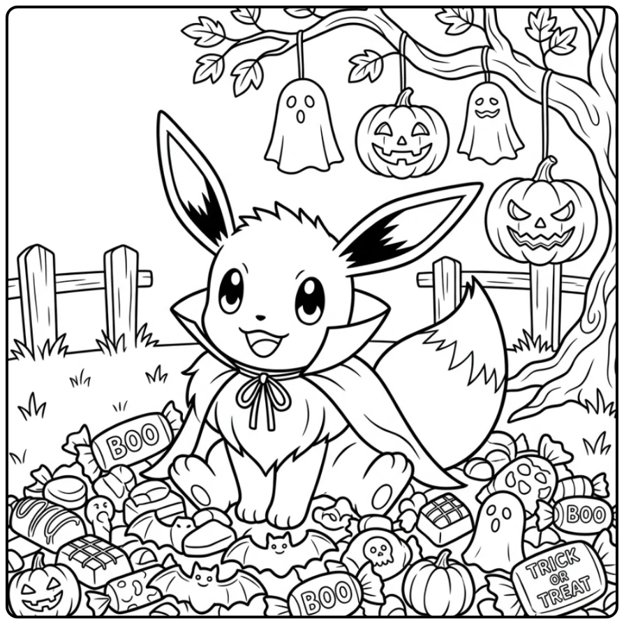Eevee's Spooky Sweet Halloween Pokemon Adventure coloring page
