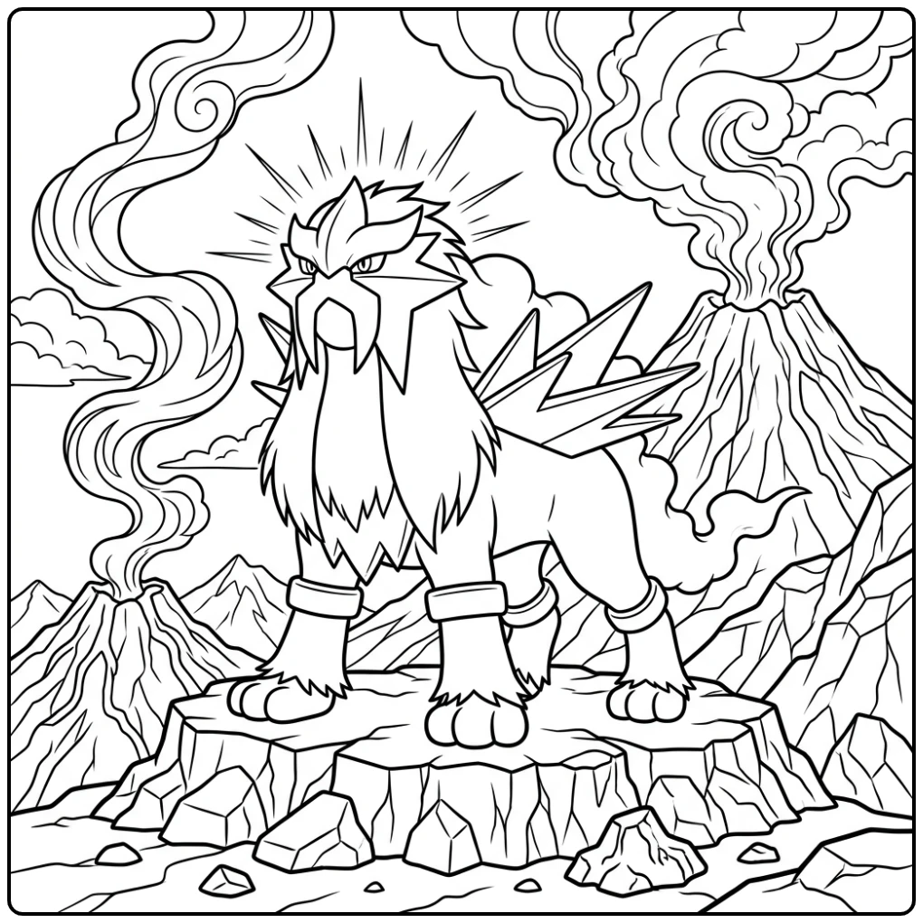 Pokemon Legendary Entei with Gloeiende Kuif coloring page