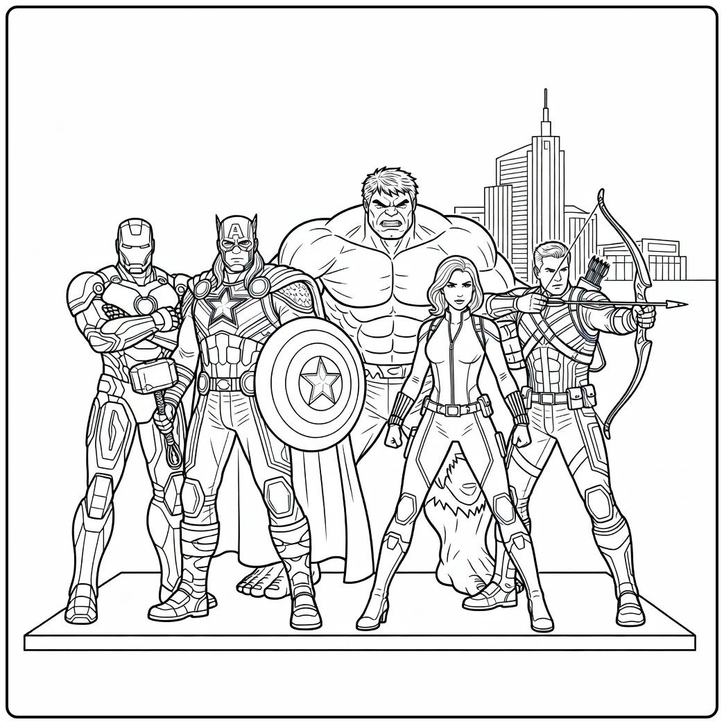 Epic Complete Avengers Team coloring page