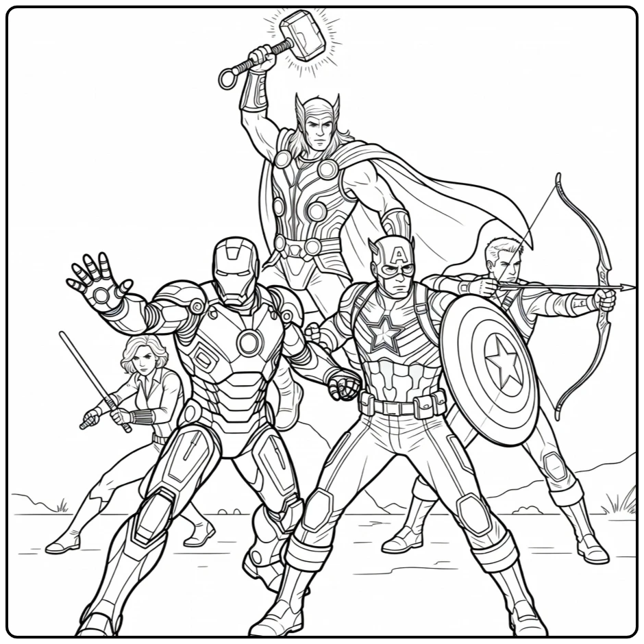 Epic Avengers for Action and Adventure coloring page