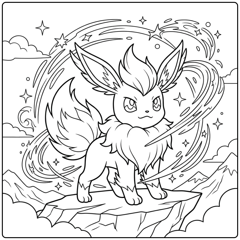 Epic Pokemon Cute Powerful Mega Eevee Transformation coloring page