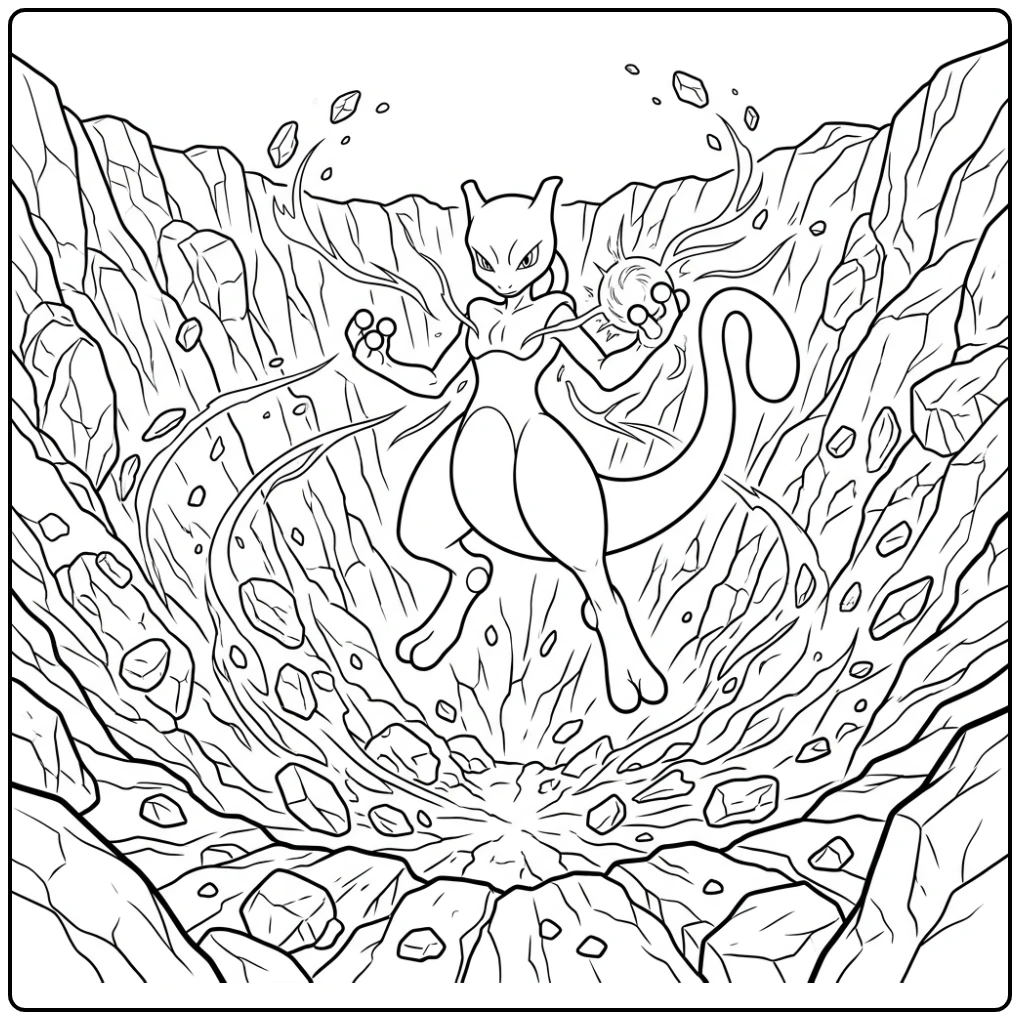Epic Mewtwo Psychic Powers coloring page