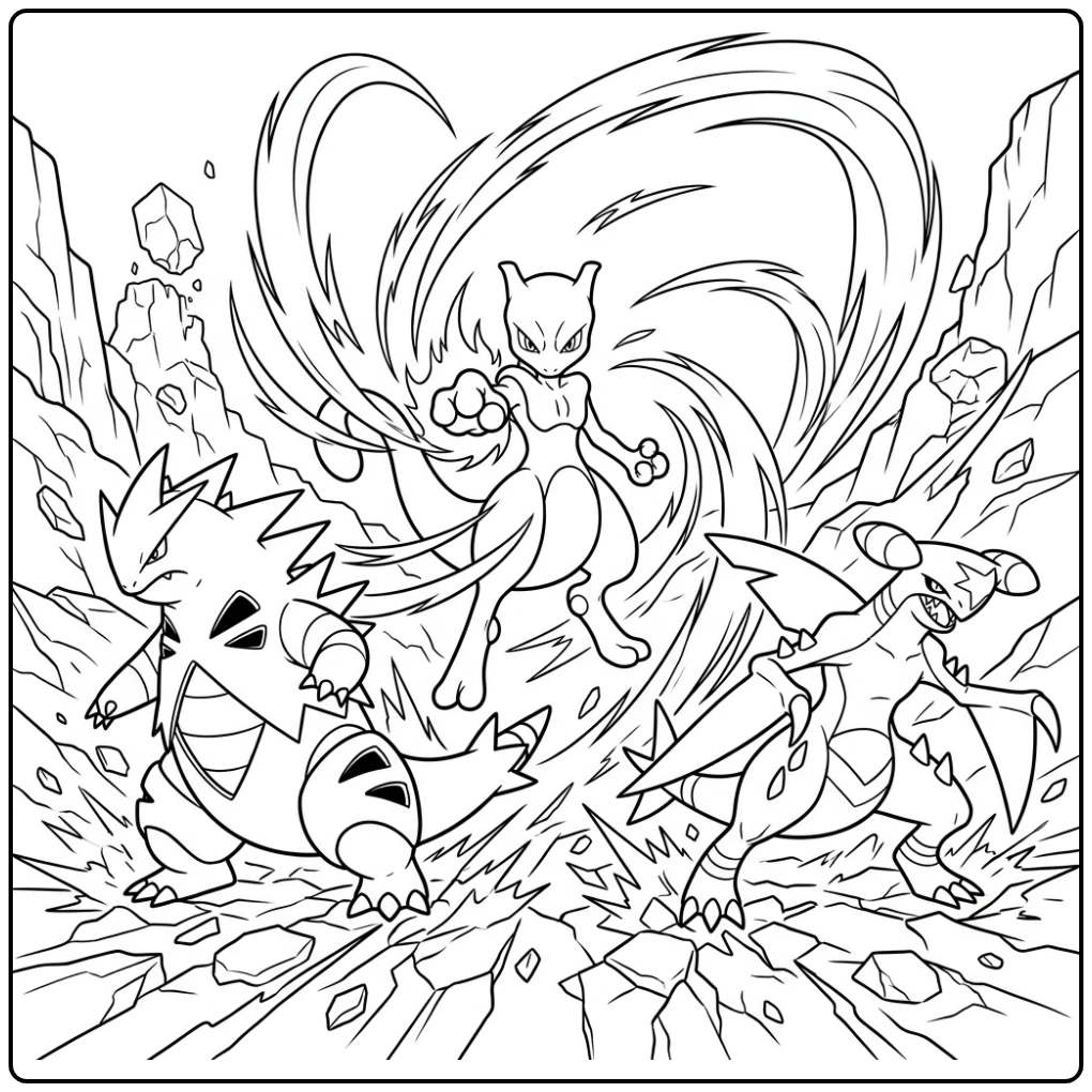 Epic Battle Mewtwo for Pokemon Fans coloring page
