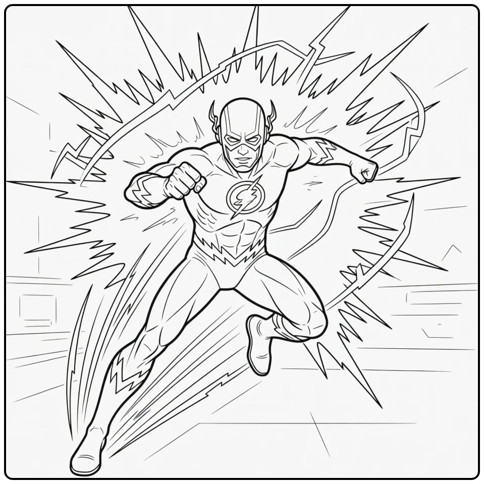Flash Striking with Thunder and Speed coloring page