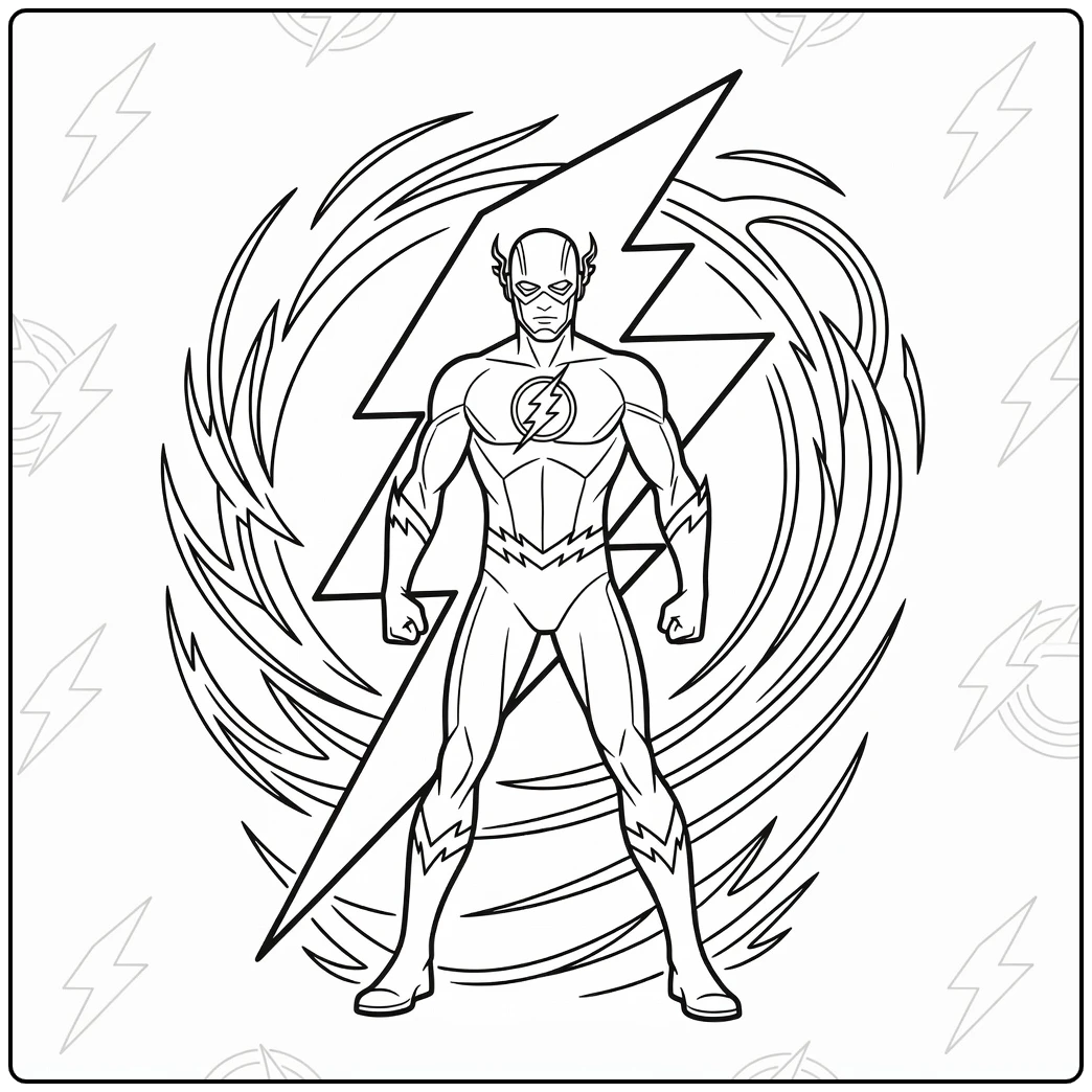 Flash and Swirling Energy Lightning Symbol coloring page