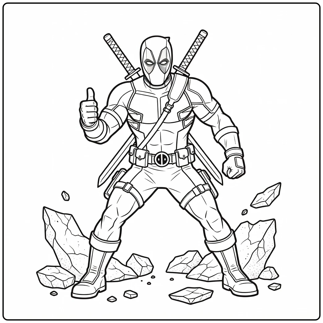Cool Deadpool Giving a Thumbs Up coloring page