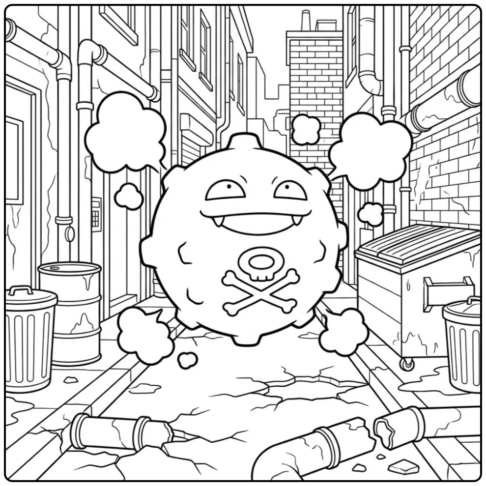 Detailed Pokemon Koffing for Children coloring page