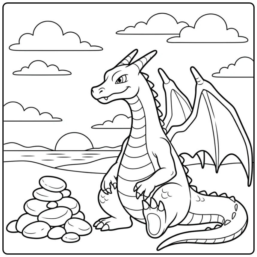 Charizard Enjoying the Sunset coloring page