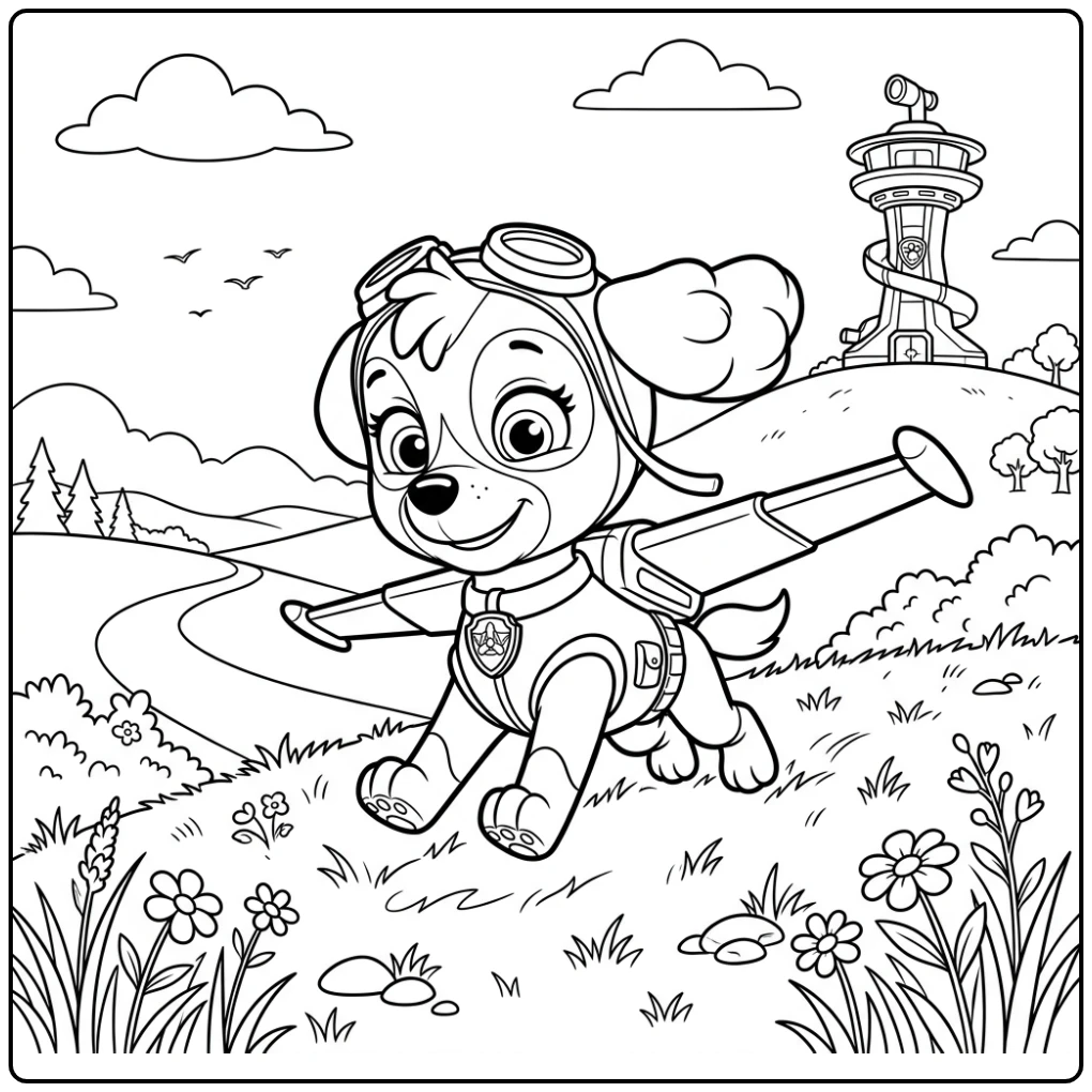Graceful Landing on Hill Skye Paw Patrol coloring page