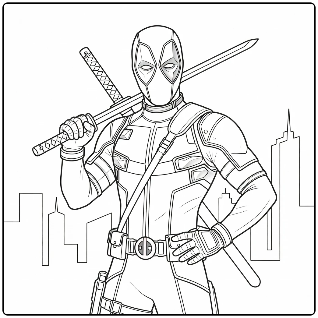 Funny Deadpool for Superheroes Fans coloring page