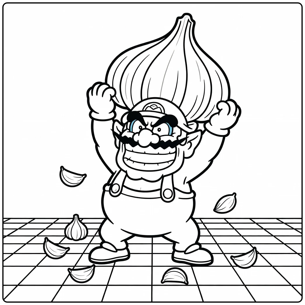 Funny Wario Garlic for Children coloring page