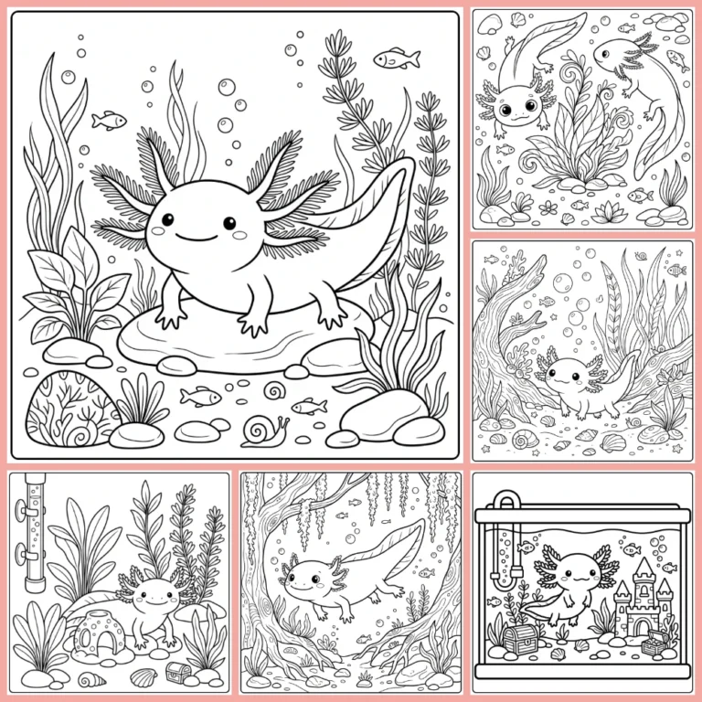 Axolotl coloring page collection cover