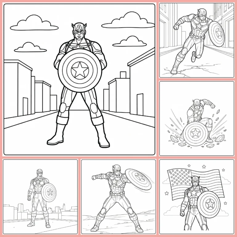 Captain America coloring page collection cover image