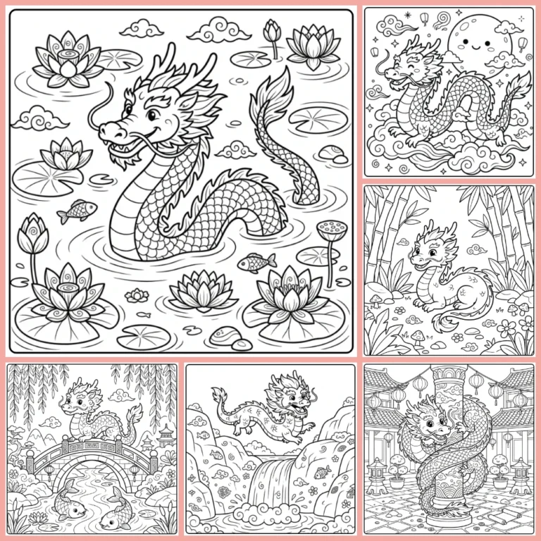 Chinese Dragon coloring page collection cover