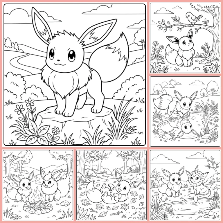 Eevee coloring page collection cover image