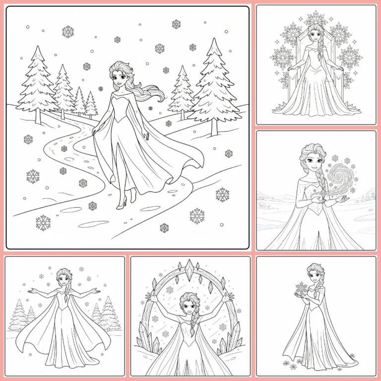 Elsa coloring page collection cover image