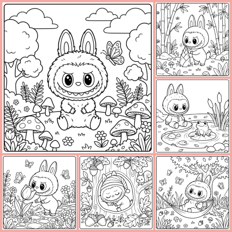 Kawaii Labubu coloring page collection cover