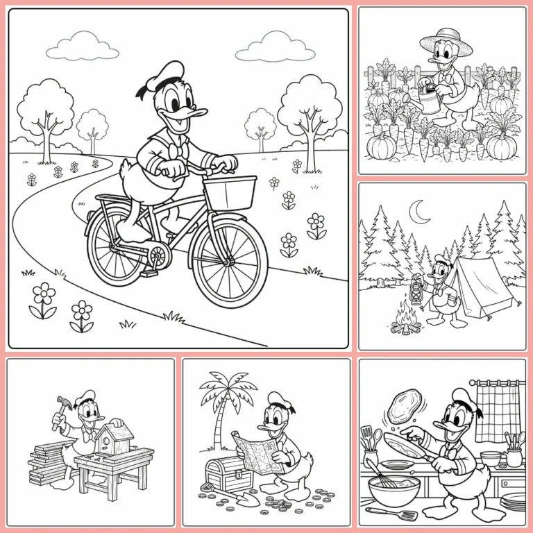 Detailed Donald Duck coloring page collection cover image
