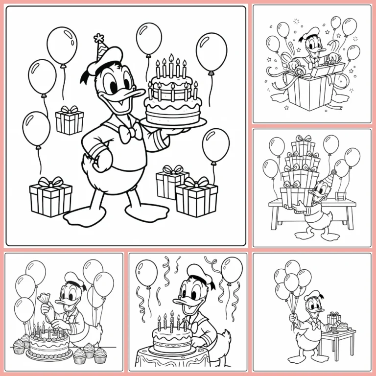 Donald Duck birthday coloring page collection cover image