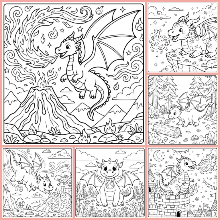 Fire dragon coloring page collection cover