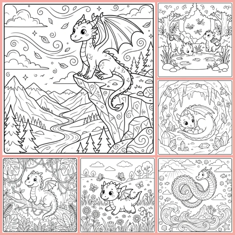 Dragon coloring page collection cover