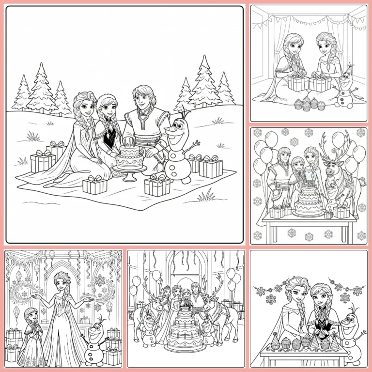 Frozen birthday coloring page collection cover image
