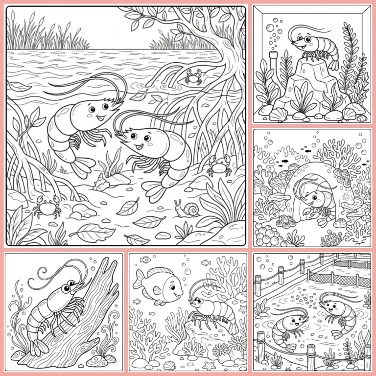 Shrimp coloring page collection cover