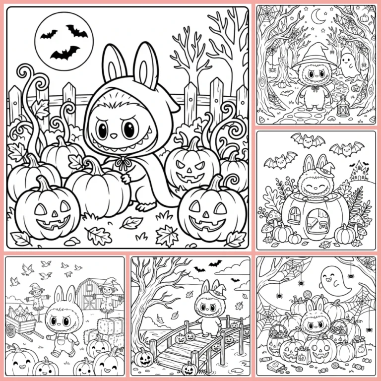 Halloween Labubu coloring page collection cover