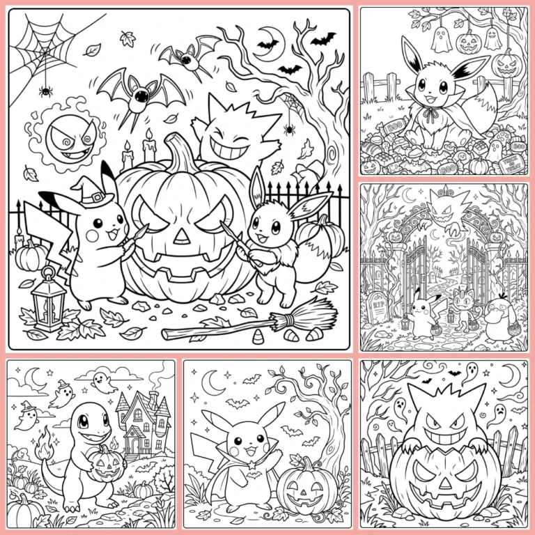 Halloween Pokemon coloring page collection cover image