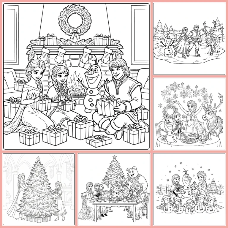 Frozen Christmas coloring page collection cover image