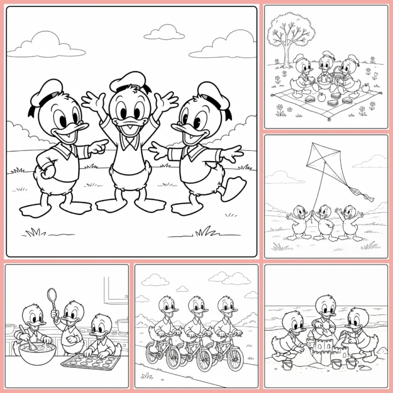 Huey, Dewey, and Louie coloring page collection cover image