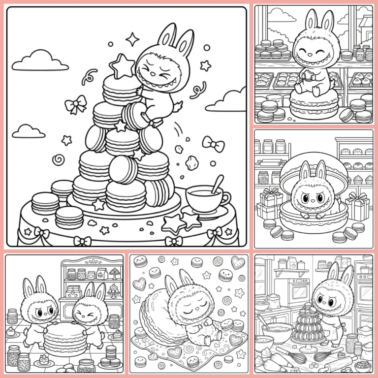 Labubu macaron coloring page collection cover