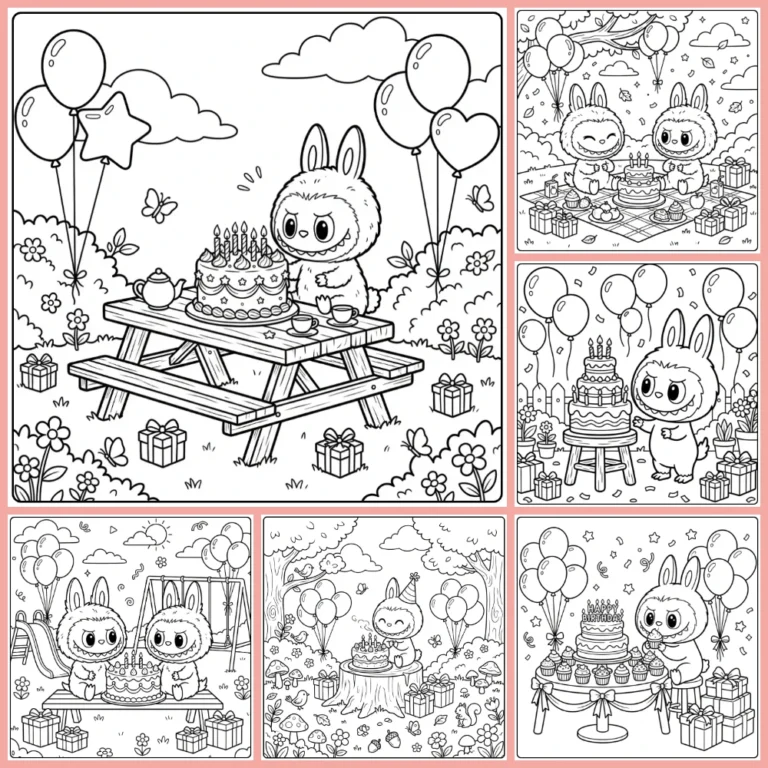 Labubu Birthday coloring page collection cover