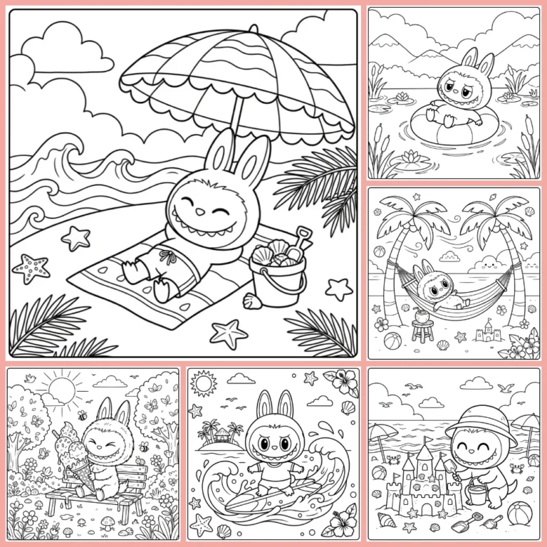 Labubu Summer coloring page collection cover