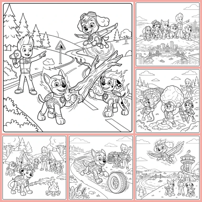 Paw Patrol Mega Pups coloring page collection cover image