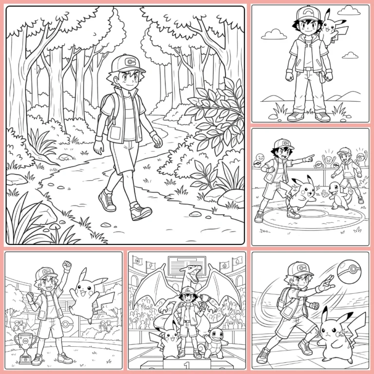 Pokemon Ash coloring page collection cover image