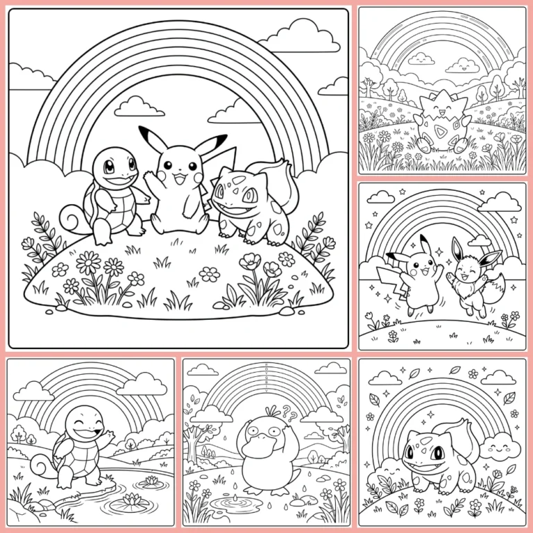 Rainbow Pokemon coloring page collection cover image