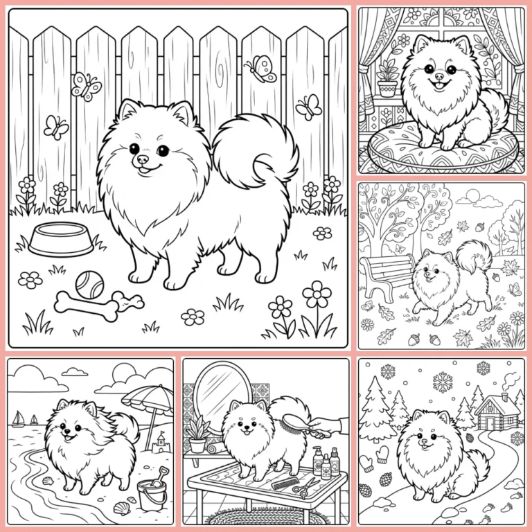 Pomeranian coloring page collection cover