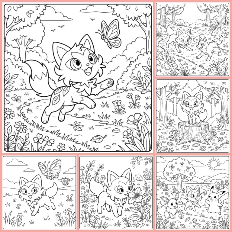 Pokemon Sprigatito coloring page collection cover image