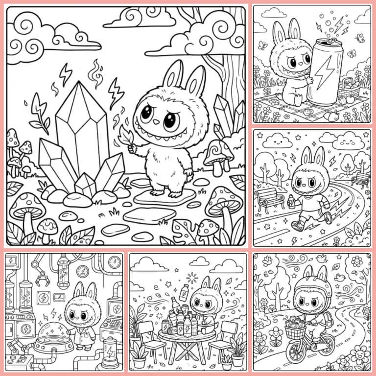 Labubu Big Into Energy coloring page collection cover